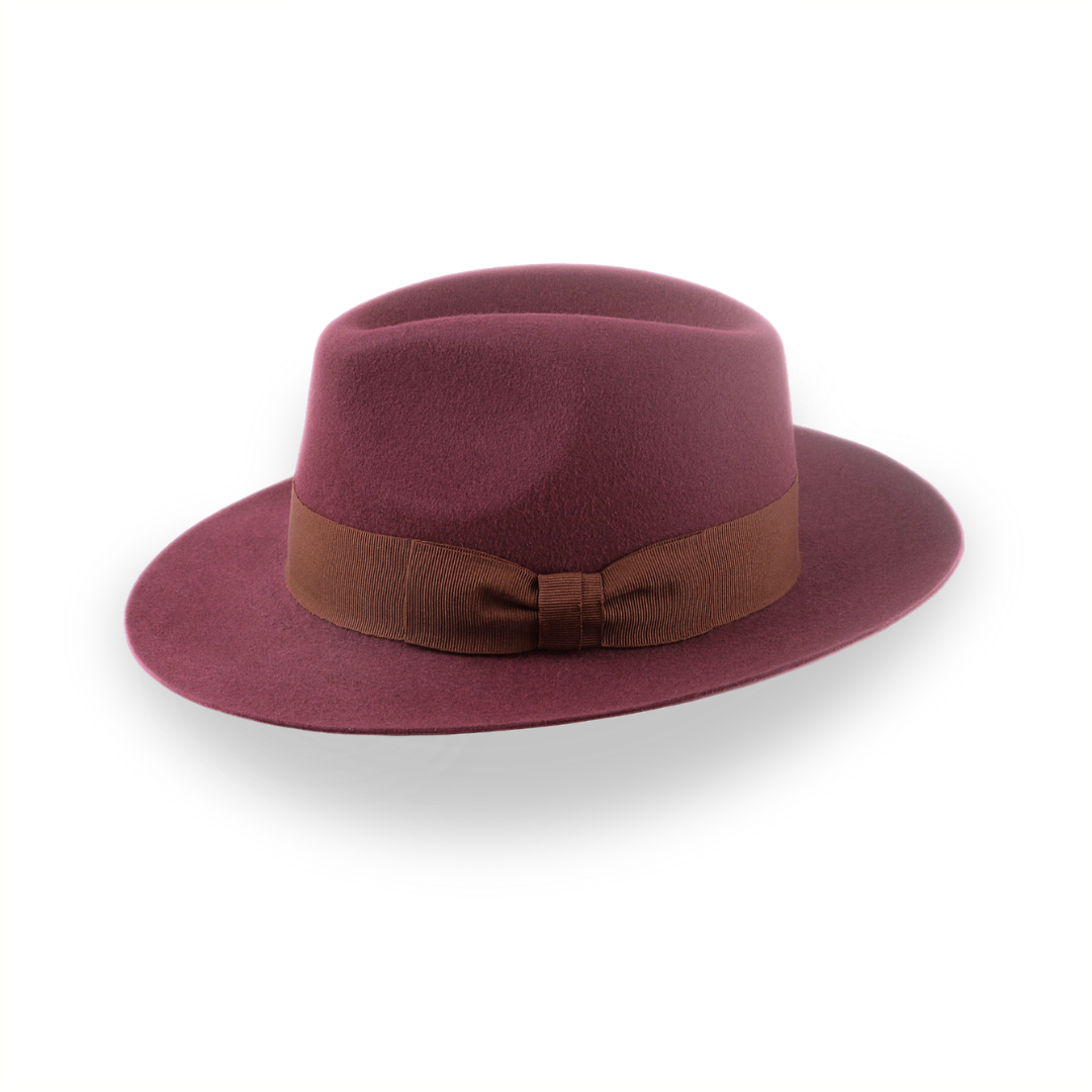 Wine Wide Brim Fedora Hat for Women in Lush Fur Felt | The Pinnacle - Agnoulita 2 