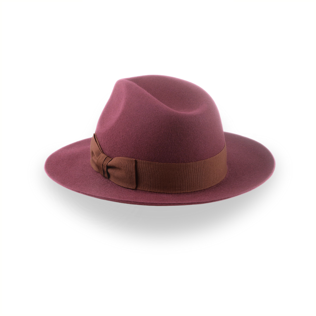 Wine Wide Brim Fedora Hat for Women in Lush Fur Felt | The Pinnacle - Agnoulita 3 