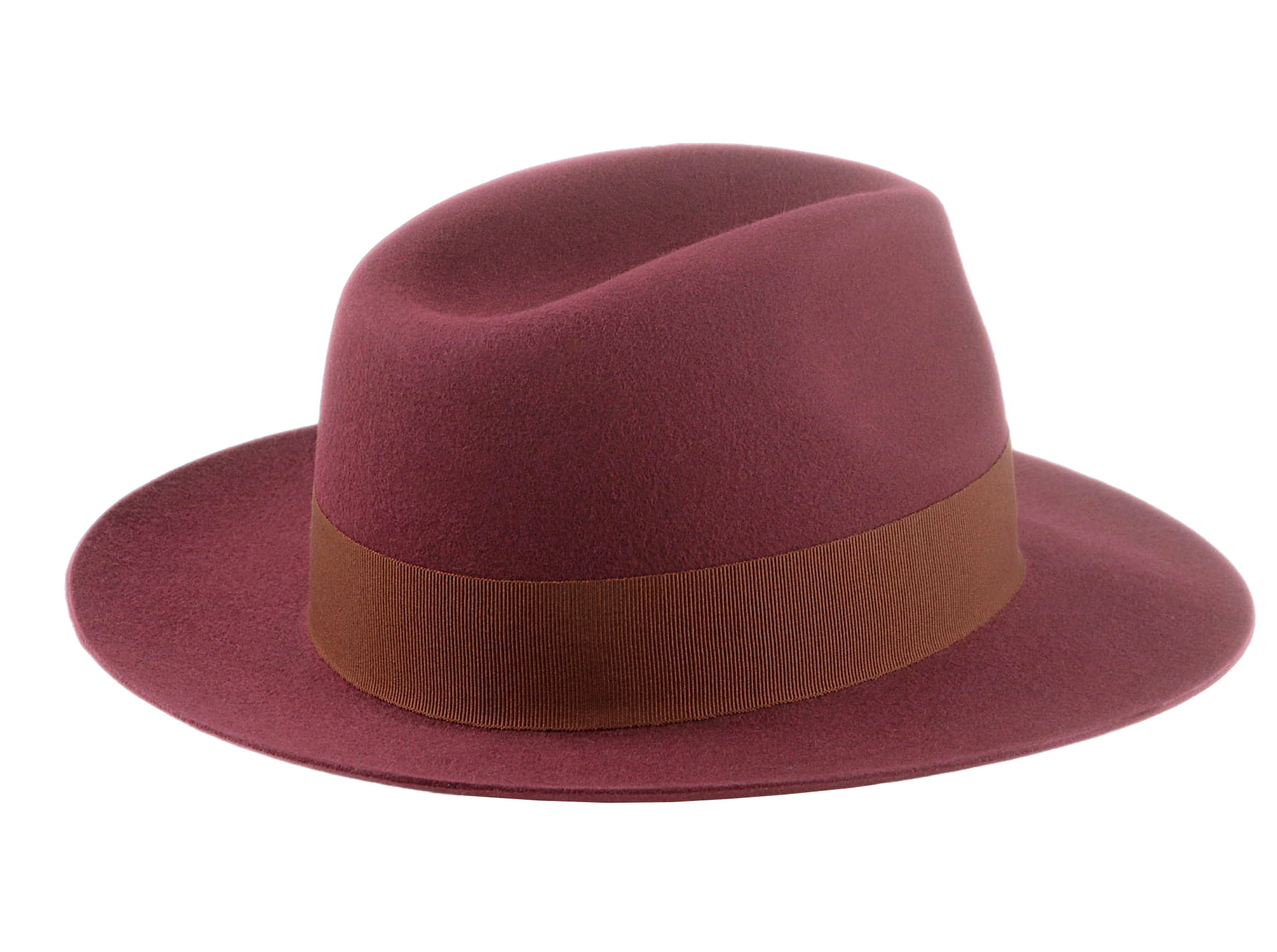 The PINNACLE | Agnoulita Custom Handmade Hats Agnoulita Hats 4 | Center-dent, Rabbit fur felt, Wide Brim Fedora, Wine Red