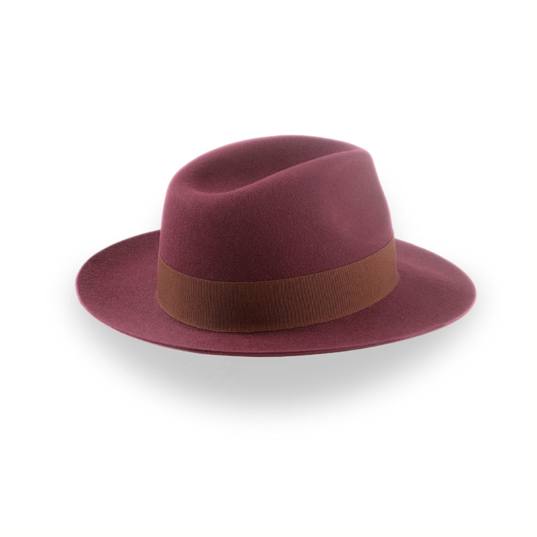 Wine Wide Brim Fedora Hat for Women in Lush Fur Felt | The Pinnacle - Agnoulita 4 