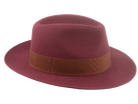 The PINNACLE | Agnoulita Custom Handmade Hats Agnoulita Hats 5 | Center-dent, Rabbit fur felt, Wide Brim Fedora, Wine Red