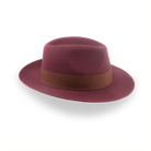 Wine Wide Brim Fedora Hat for Women in Lush Fur Felt | The Pinnacle - Agnoulita Hats 5 