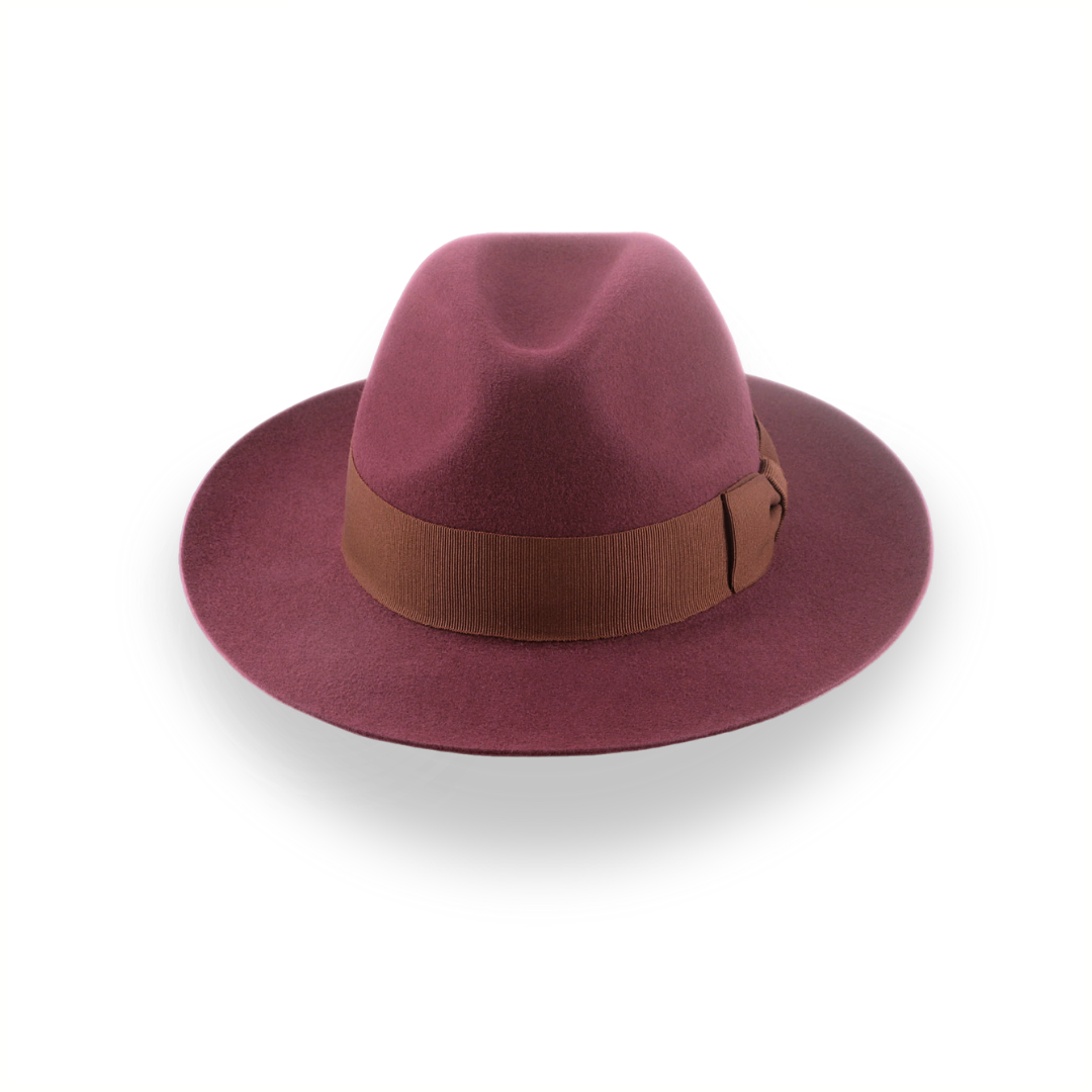 Wine Wide Brim Fedora Hat for Women in Lush Fur Felt | The Pinnacle - Agnoulita Hats 6 