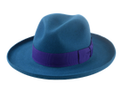 The MAGELLAN | Agnoulita Custom Handmade Hats Agnoulita Hats 1 | Center-dent, Rabbit fur felt, Teal, Wide Brim Fedora