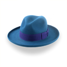 Yale Blue Fur Felt Fedora with Rolled Wide Brim | The Magellan - Agnoulita Hats 1 