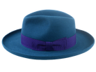 The MAGELLAN | Agnoulita Custom Handmade Hats Agnoulita Hats 2 | Center-dent, Rabbit fur felt, Teal, Wide Brim Fedora