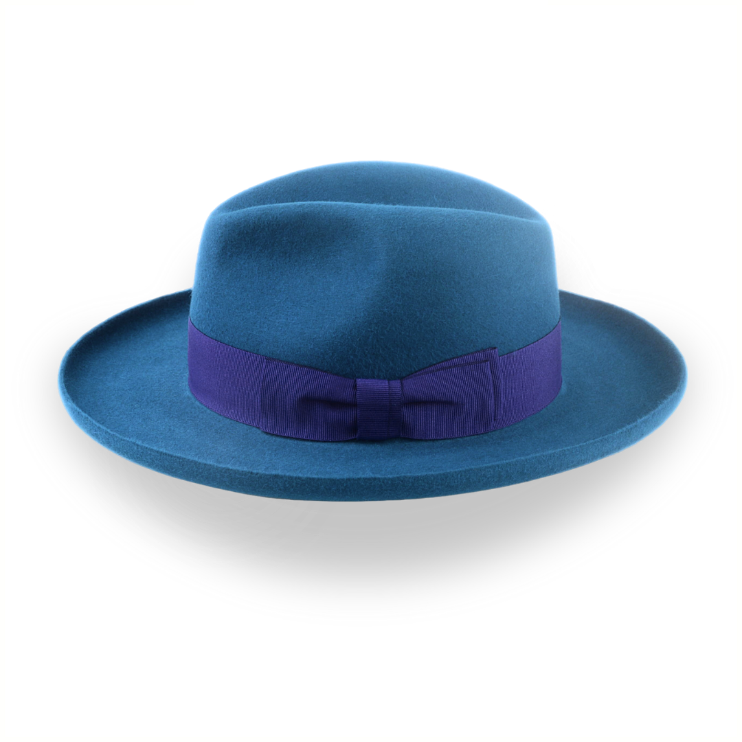 Yale Blue Fur Felt Fedora with Rolled Wide Brim | The Magellan - Agnoulita Hats 2 