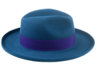 The MAGELLAN | Agnoulita Custom Handmade Hats Agnoulita Hats 5 | Center-dent, Rabbit fur felt, Teal, Wide Brim Fedora