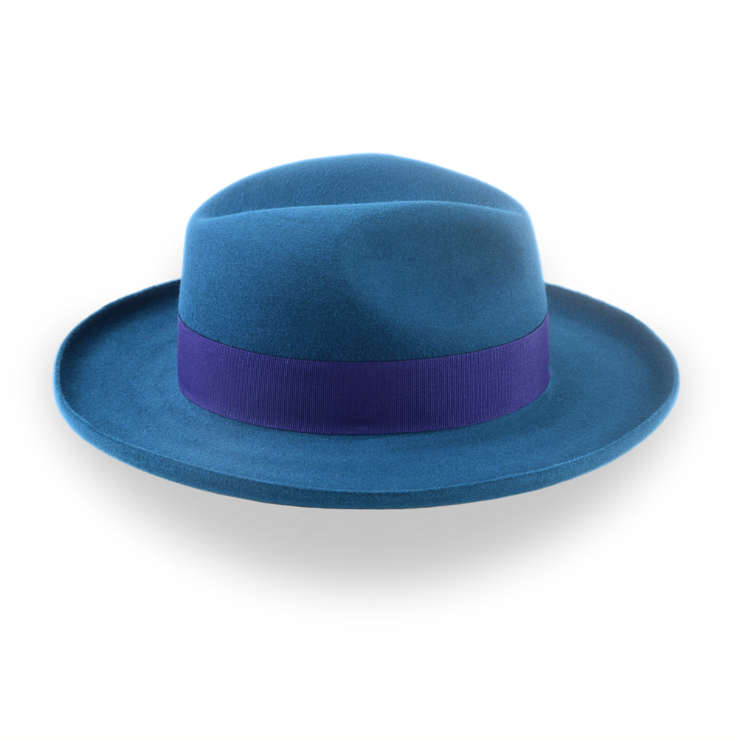 Yale Blue Fur Felt Fedora with Rolled Wide Brim | The Magellan - Agnoulita 5 