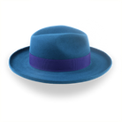 Yale Blue Fur Felt Fedora with Rolled Wide Brim | The Magellan - Agnoulita Hats 5 